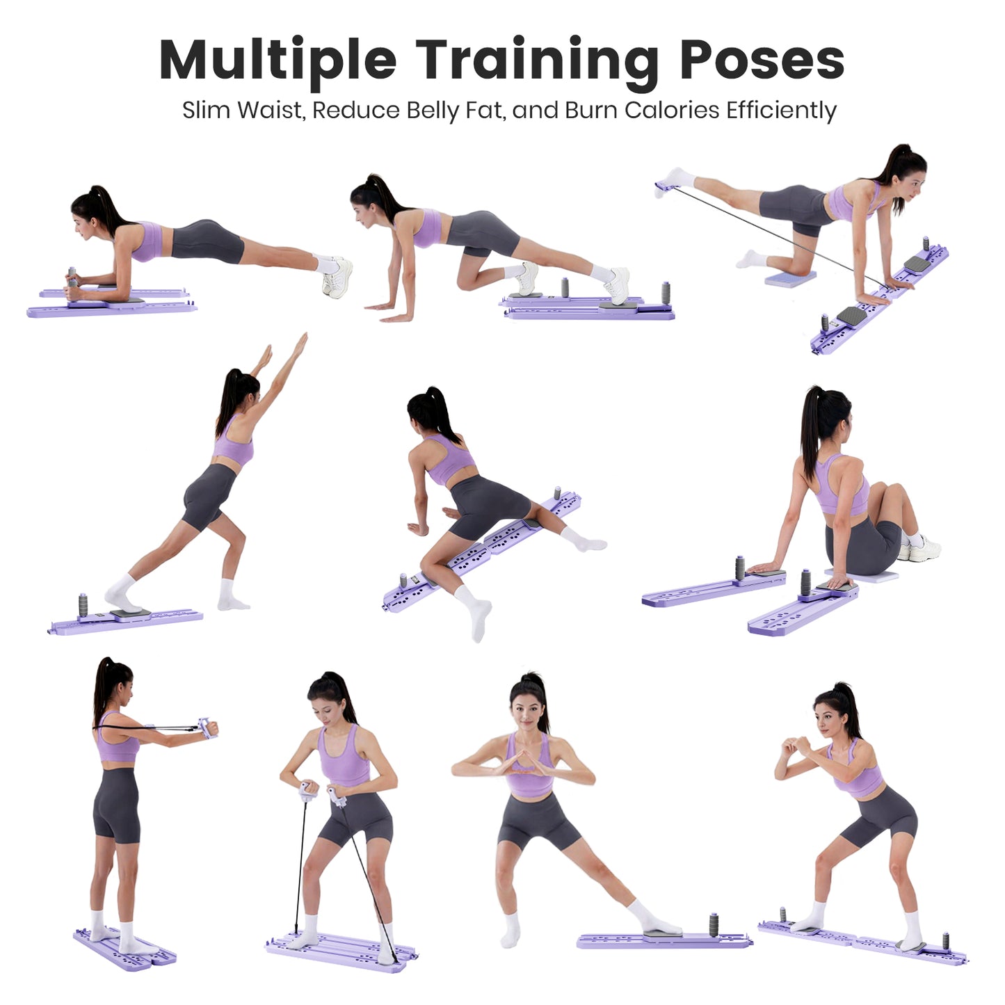 BAOKALER Pilates Board, Upgraded Pilates Reformer Equipment with Resistance Bands & Timer, Portable Ab Machine Push-Up Balance Board for Women Full Body Workout at Home Fitness