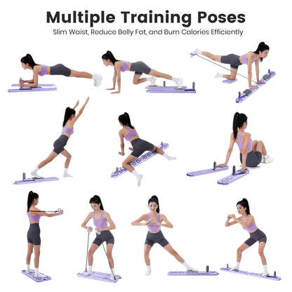 BAOKALER Pilates Board, Upgraded Pilates Reformer Equipment with Resistance Bands & Timer, Portable Ab Machine Push-Up Balance Board for Women Full Body Workout at Home Fitness