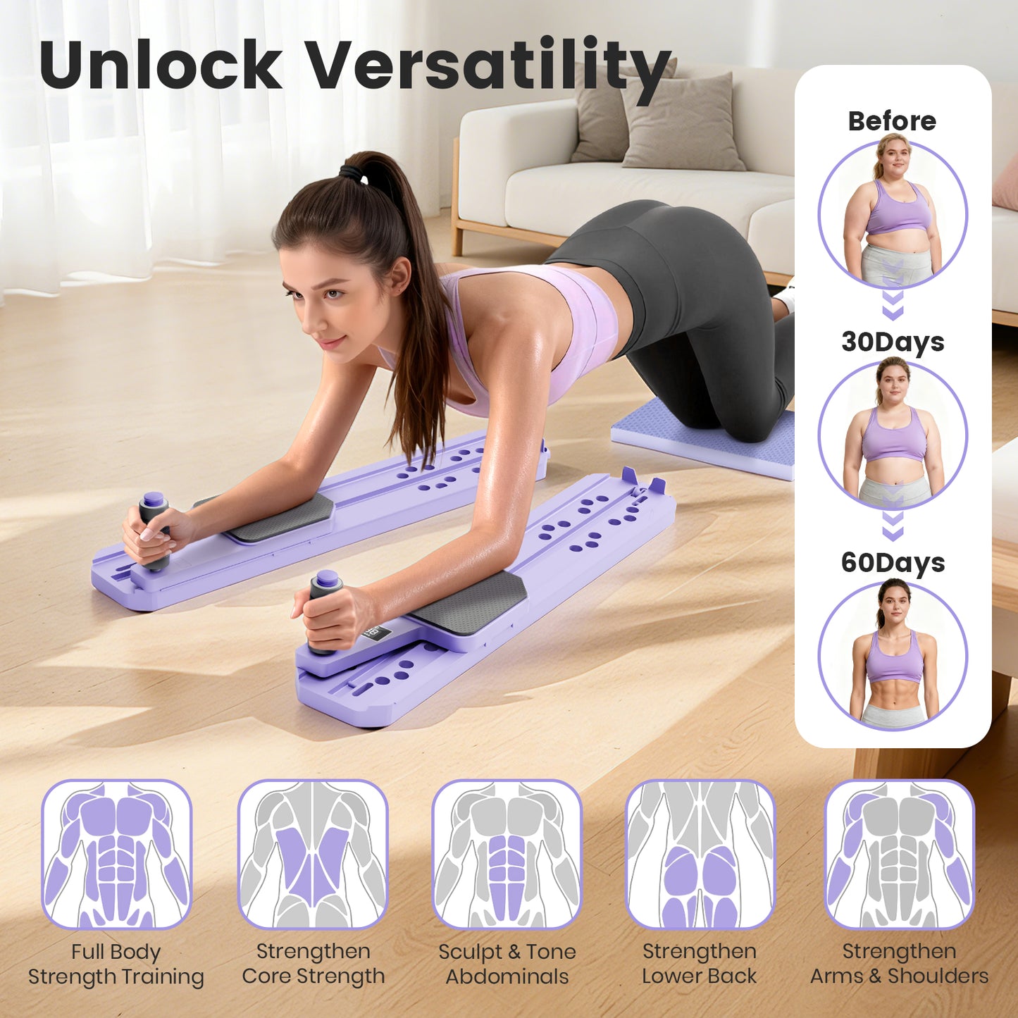 BAOKALER Pilates Board, Upgraded Pilates Reformer Equipment with Resistance Bands & Timer, Portable Ab Machine Push-Up Balance Board for Women Full Body Workout at Home Fitness