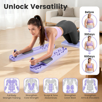 BAOKALER Pilates Board, Upgraded Pilates Reformer Equipment with Resistance Bands & Timer, Portable Ab Machine Push-Up Balance Board for Women Full Body Workout at Home Fitness