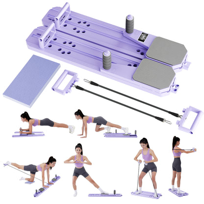 BAOKALER Pilates Board, Upgraded Pilates Reformer Equipment with Resistance Bands & Timer, Portable Ab Machine Push-Up Balance Board for Women Full Body Workout at Home Fitness