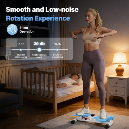 Slim Waist Twister, Silent Ab Toner Machine, Core Workout Board for Women, Home Gym Equipment for Hourglass Figure & Love Handle Reduction, Blue