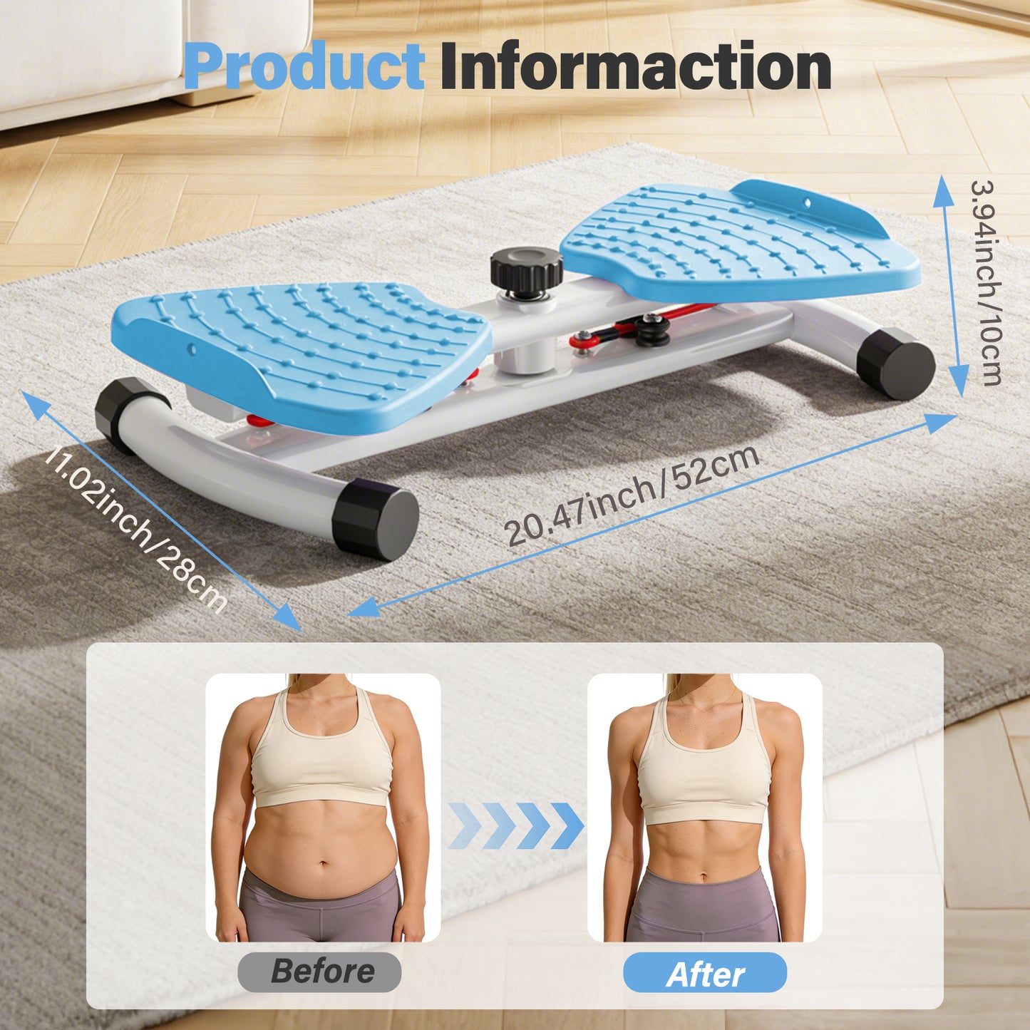 Slim Waist Twister, Silent Ab Toner Machine, Core Workout Board for Women, Home Gym Equipment for Hourglass Figure & Love Handle Reduction, Blue