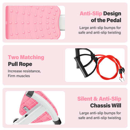 Slim Waist Twister, Waist Twister Machine, Silent Ab Toner Machine for Women, Home Gym Equipment for Hourglass Figure & Love Handle Reduction, Pink