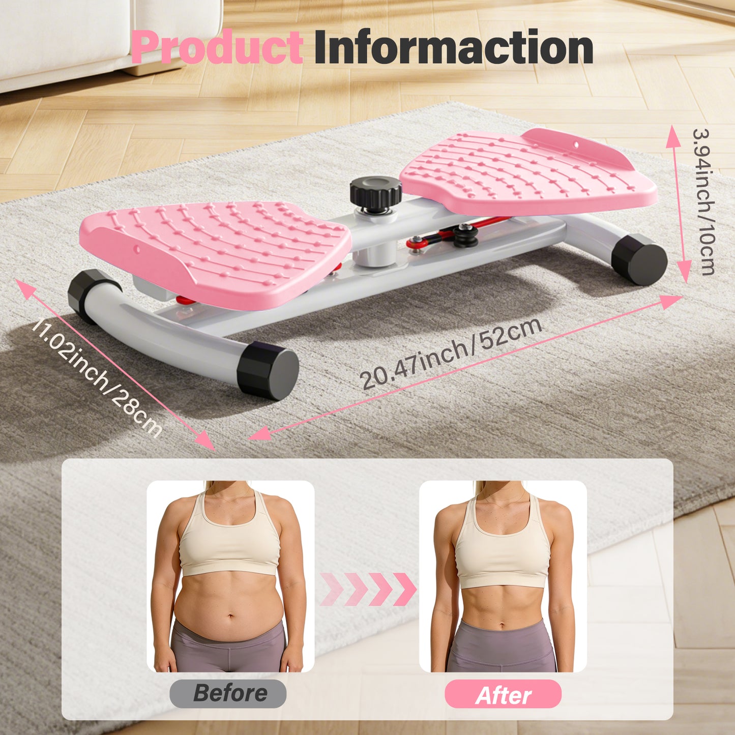 Slim Waist Twister, Waist Twister Machine, Silent Ab Toner Machine for Women, Home Gym Equipment for Hourglass Figure & Love Handle Reduction, Pink