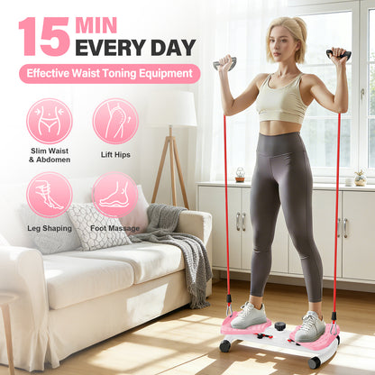 Slim Waist Twister, Waist Twister Machine, Silent Ab Toner Machine for Women, Home Gym Equipment for Hourglass Figure & Love Handle Reduction, Pink