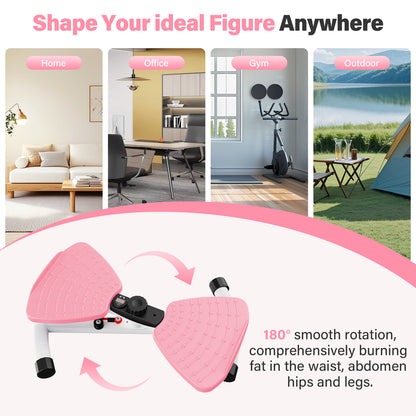 Waist Twister Machine, Silent Ab Toner Machine, Core Workout Board for Women, Home Gym Equipment for Hourglass Figure & Love Handle Reduction, Pink