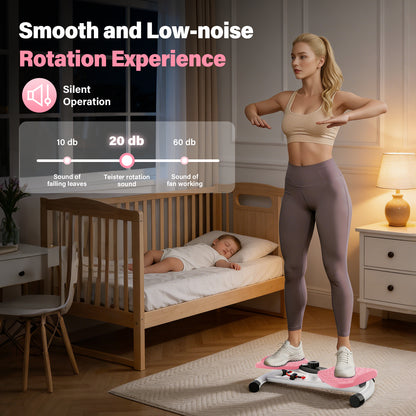 Waist Twister Machine, Silent Ab Toner Machine, Core Workout Board for Women, Home Gym Equipment for Hourglass Figure & Love Handle Reduction, Pink