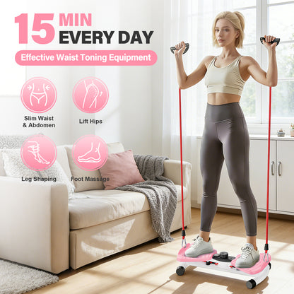 Waist Twister Machine, Silent Ab Toner Machine, Core Workout Board for Women, Home Gym Equipment for Hourglass Figure & Love Handle Reduction, Pink