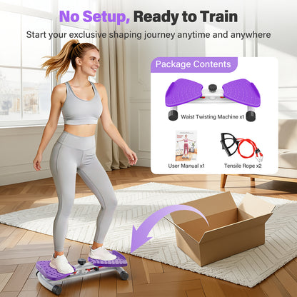 Slim Waist Twister, Waist Twister Machine, Core Workout Board for Women, Home Gym Equipment for Hourglass Figure & Love Handle Reduction, Purple