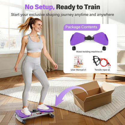 Waist Twister Machine, Silent Ab Toner Machine with LED Screen, Core Workout Board for Women, Home Gym Equipment for Hourglass Figure & Love Handle Reduction