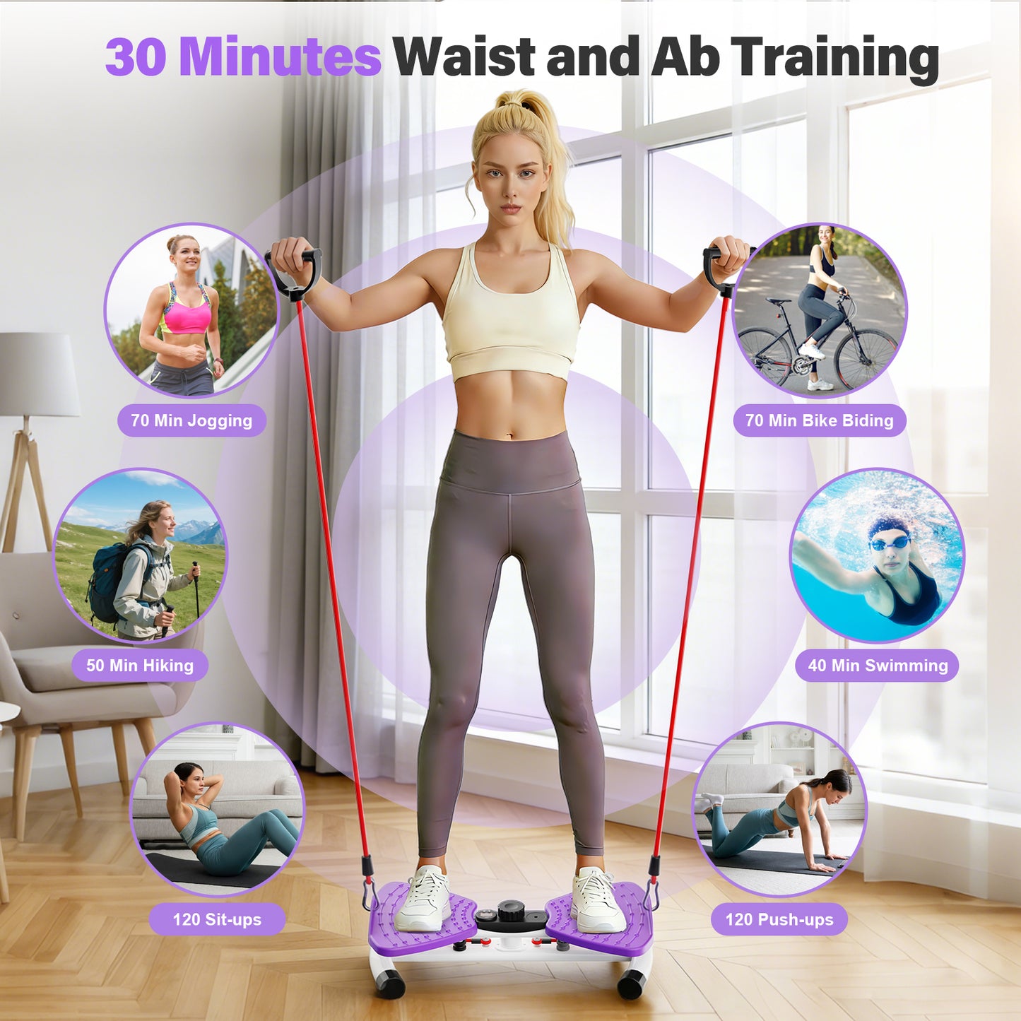 Waist Twister Machine, Silent Ab Toner Machine with LED Screen, Core Workout Board for Women, Home Gym Equipment for Hourglass Figure & Love Handle Reduction