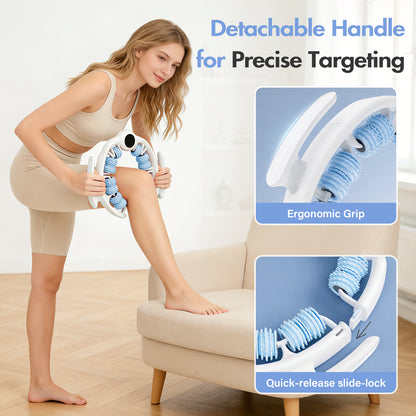 Anti Cellulite Massage Roller for Legs 2-in-1 Detachable Full-Body Massager with 8 Textured 360 Degrees Rollers, Portable Handheld Massage Tool for Thighs, Buttocks, Arms&Calves, Blue