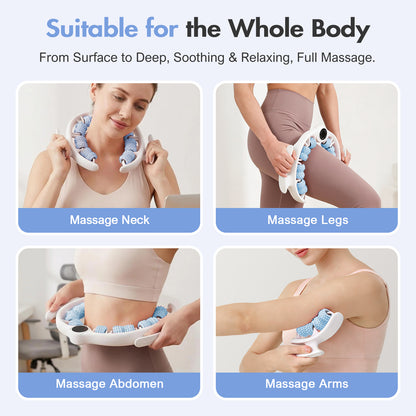 Anti Cellulite Massage Roller for Legs 2-in-1 Detachable Full-Body Massager with 8 Textured 360 Degrees Rollers, Portable Handheld Massage Tool for Thighs, Buttocks, Arms&Calves, Blue