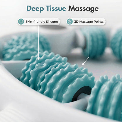 Anti Cellulite Massage Roller for Legs Full-Body Massage Tool with 8 Textured 360 Degrees Rollers, Detachable Handheld Design for Thighs, Buttocks, Arms & Calves, Portable Self-Care Massager, Green