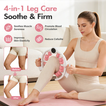 Anti Cellulite Massager Roller - Deep Tissue Relief Tool with Detachable Handles for Thighs, Legs & Full Body, Pink