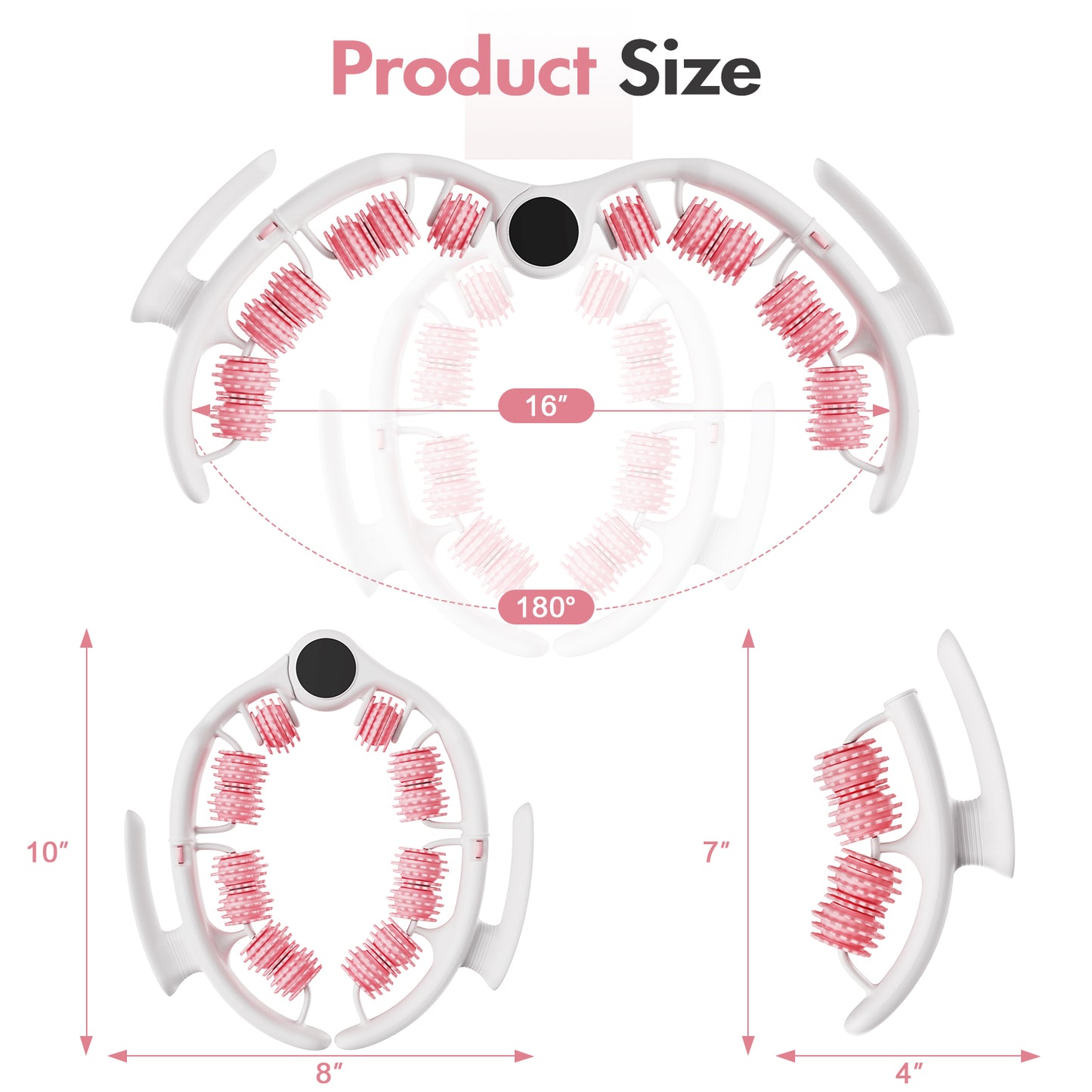 Anti Cellulite Massager Roller - Deep Tissue Relief Tool with Detachable Handles for Thighs, Legs & Full Body, Pink
