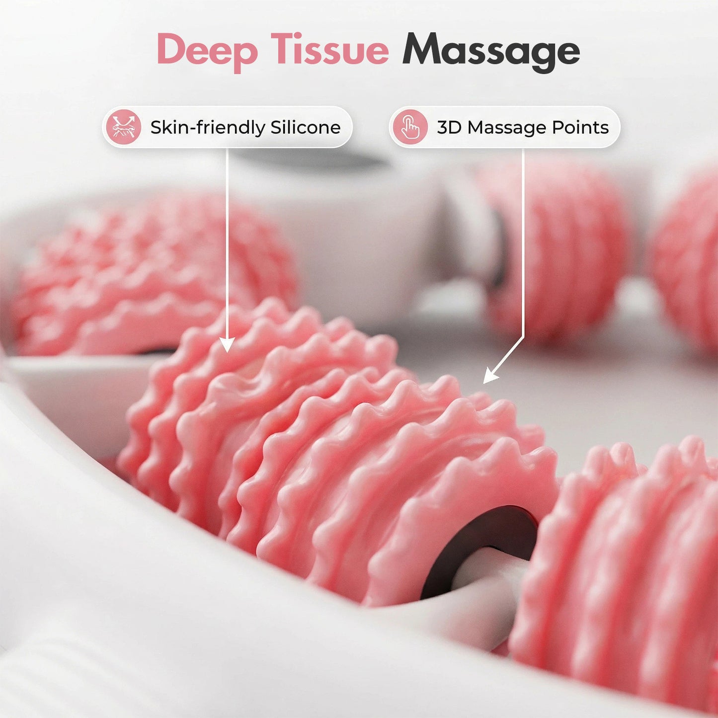Anti Cellulite Massager Roller - Deep Tissue Relief Tool with Detachable Handles for Thighs, Legs & Full Body, Pink