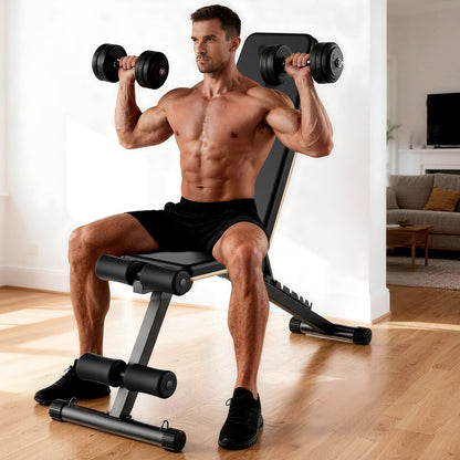 CATGOOD Adjustable Weight Bench, Adjustable Workout Bench with Resistance Bands, Multi-Function Strength Training Bench Press Exercise Equipment for Home Gym