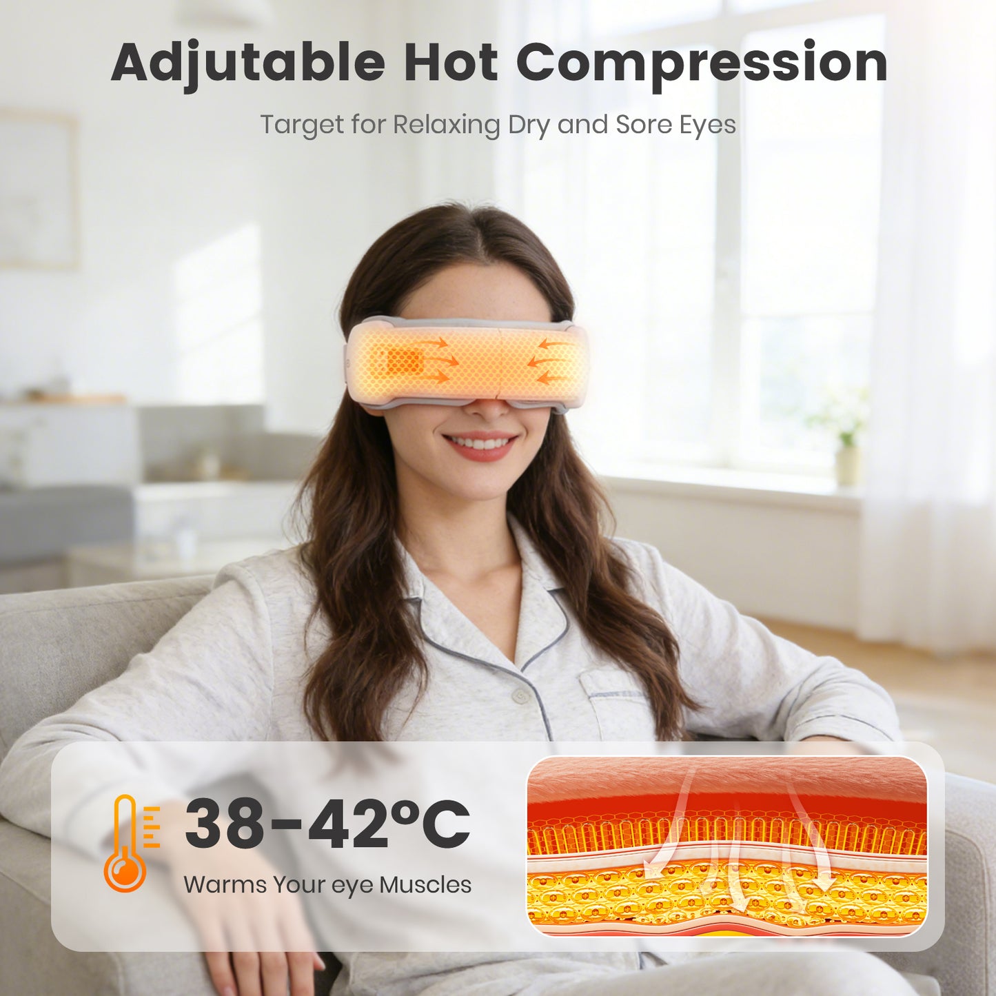 CATGOOD Eye Massager with heat for migraines and eye strain， eye mask massager with bluetooth music, ralaxing gifts for Man/woman, 5 Modes Sleep Mask
