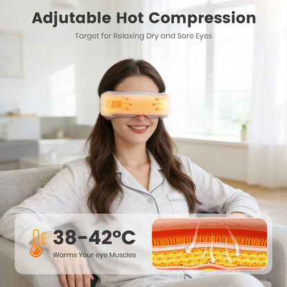 CATGOOD Eye Massager with heat for migraines and eye strain， eye mask massager with bluetooth music, ralaxing gifts for Man/woman, 5 Modes Sleep Mask