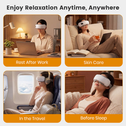 CATGOOD Eye Massager with heat for migraines and eye strain， eye mask massager with bluetooth music, ralaxing gifts for Man/woman, 5 Modes Sleep Mask