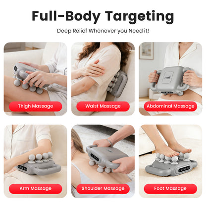 BAOKALER Massage Gun, 8 Head Massage Gun Deep Tissue 6 Speeds Percussion Muscle Massager 1200mAh Battery Type-C Charging Super Quiet Massage Gun, Neck Massager for Pain Relief for Men & Women