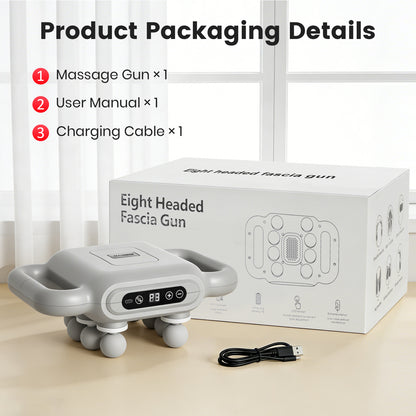 BAOKALER Massage Gun, 8 Head Massage Gun Deep Tissue 6 Speeds Percussion Muscle Massager 1200mAh Battery Type-C Charging Super Quiet Massage Gun, Neck Massager for Pain Relief for Men & Women