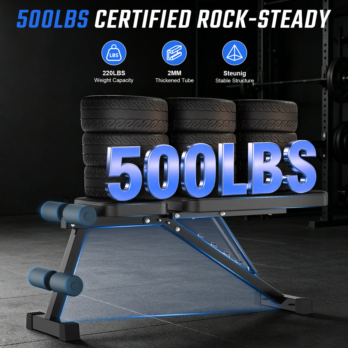 BAOKALER Adjustable Weight Bench , Foldable Workout Bench Heavy-duty Weight Bench Press for Home Gym Full Body Strength Training, Max Weight 500lbs, Black