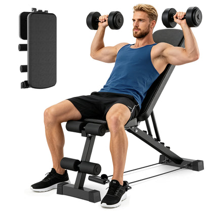 BAOKALER Adjustable Weight Bench , Foldable Workout Bench Heavy-duty Weight Bench Press for Home Gym Full Body Strength Training, Max Weight 500lbs, Black