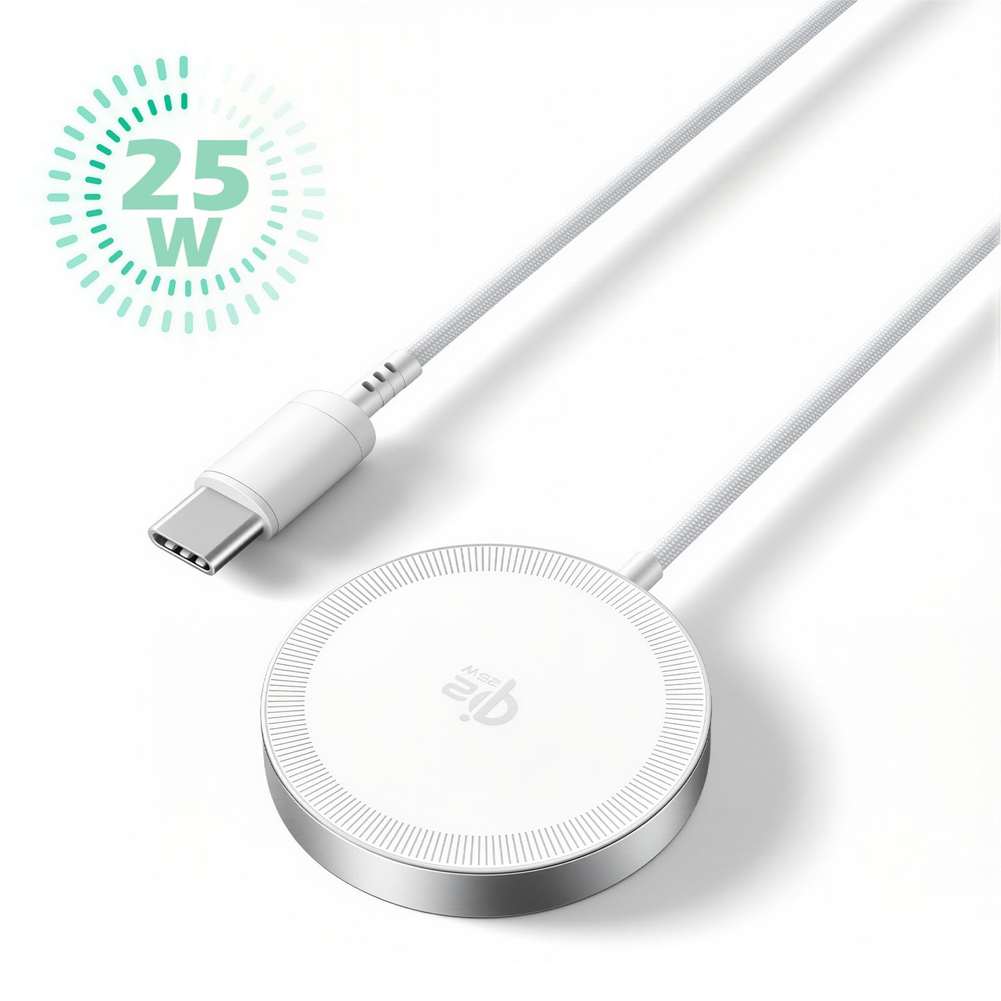 Wireless Charger, 25W Portable Charger Compatible with iPhone 17 16 15 14 13 12 Series, Magnetic Charging Pad Compatibe with AirPods 4 3 2 Pro, Phone Charger for Home Office Travel, White
