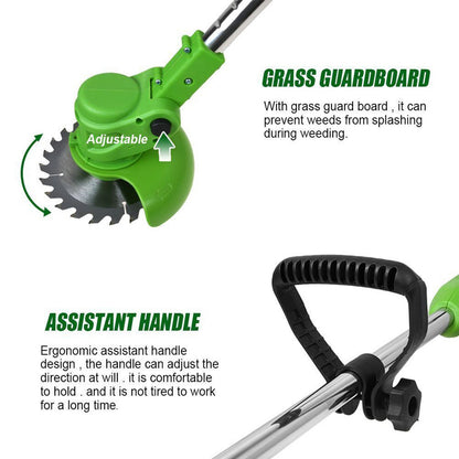 Cordless Weed Eaters, Battery Operated Weed Wacker, Weed Trimmer with 2 Batteries, Electric Grass Trimmer, Electric Edger for Lawns, 24V 650W Grass Cutting Machine, Green