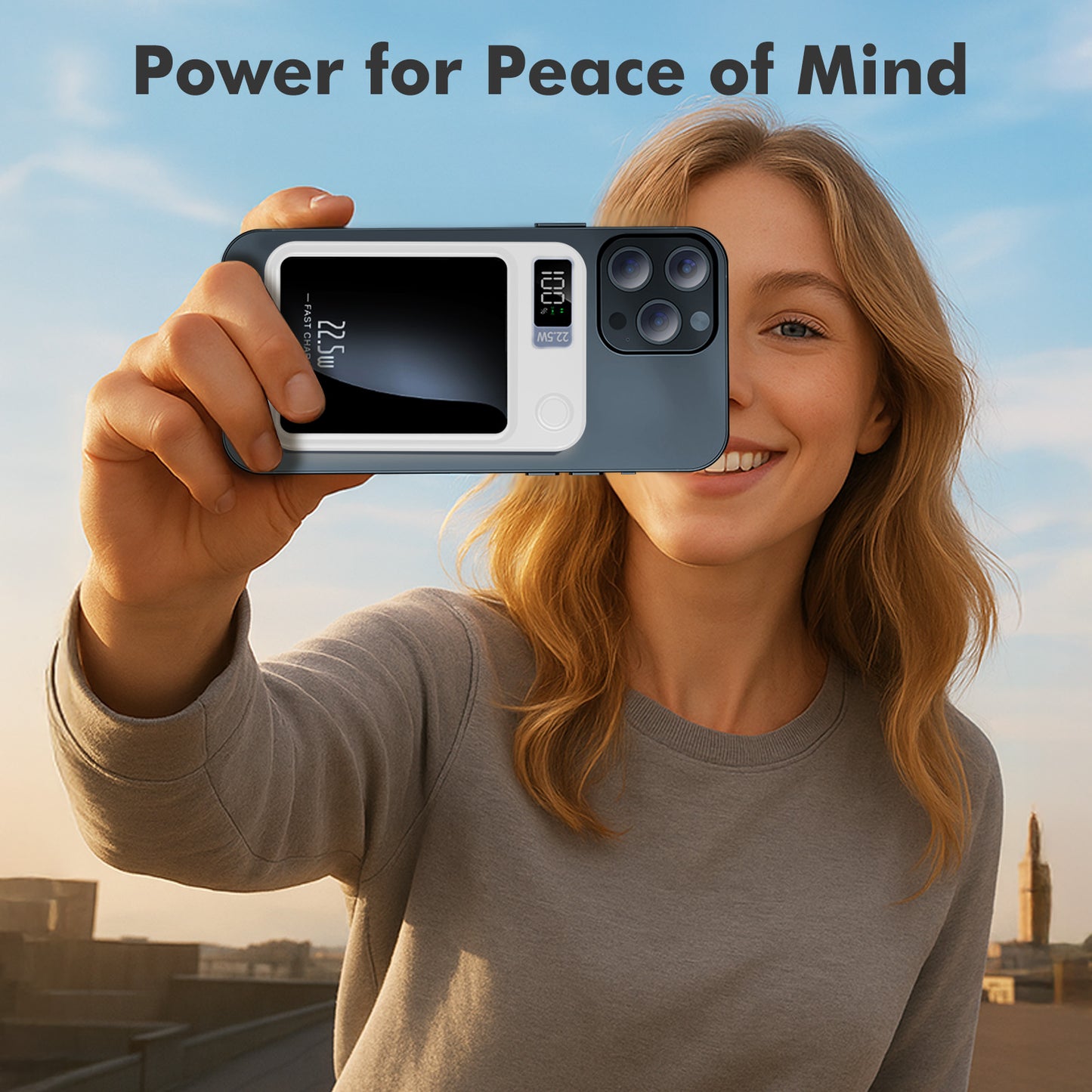 2 in 1 Portable Magnetic Wireless Power Bank, 10000mAh 22.5W Fast Charging, with LED Power Display, Suitable for Outdoor Emergency Backup Power Bank, Compatible with Multi Device, White