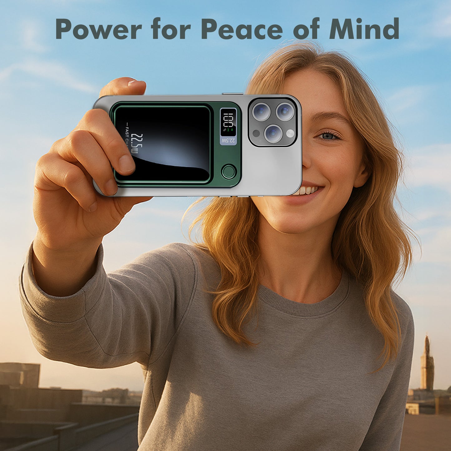 10,000mAh Power Bank with LED Power Display, 22.5W Portable Charger 2-in-1 Wireless, Magnetic Portable Power Bank Fast Charging, Suitable for Outdoor Travel Backup Small Phone Charger, Green