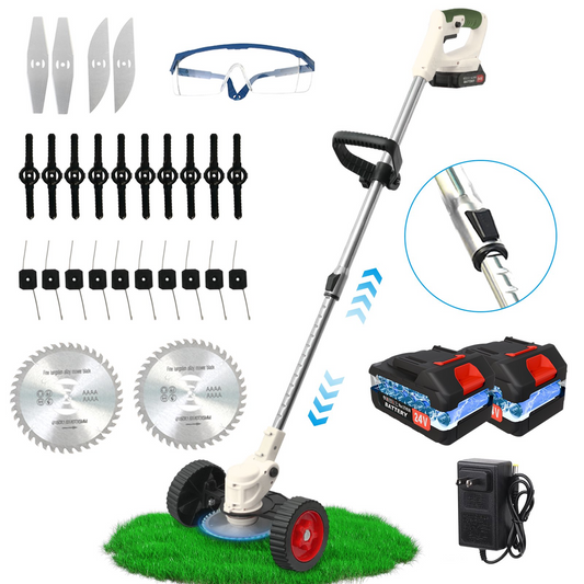Battery Powered Weed Wacker & String Trimmer - 2000mAh Dual Batteries - Lightweight for Lawn Edging & Garden Care