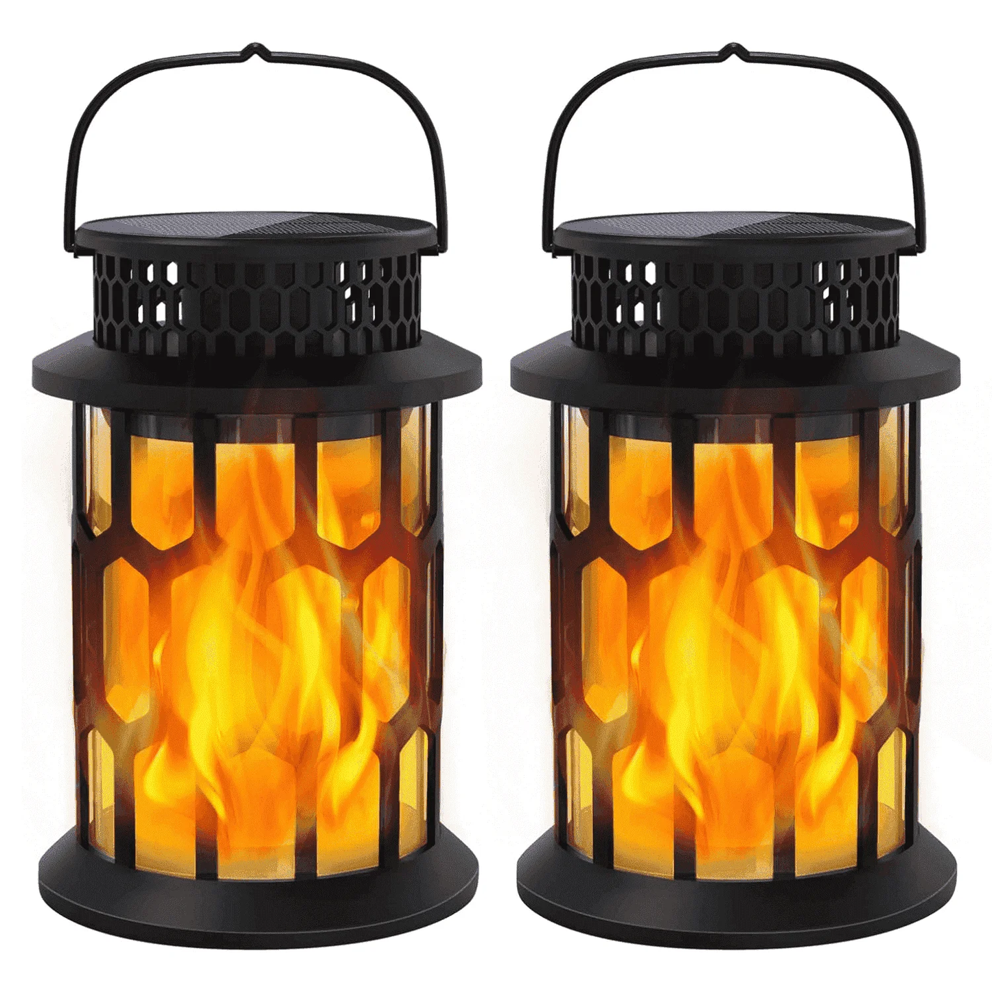 BAOKALER 2?Pack Decorative Solar Hanging Lanterns, Waterproof Outdoor LED Lights with Flickering Flame Effect, Solar Lantern Lighting for Garden Patio Pathway Deck Yard