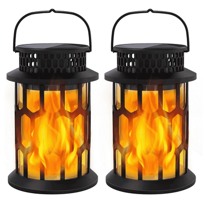 BAOKALER 2?Pack Decorative Solar Hanging Lanterns, Waterproof Outdoor LED Lights with Flickering Flame Effect, Solar Lantern Lighting for Garden Patio Pathway Deck Yard