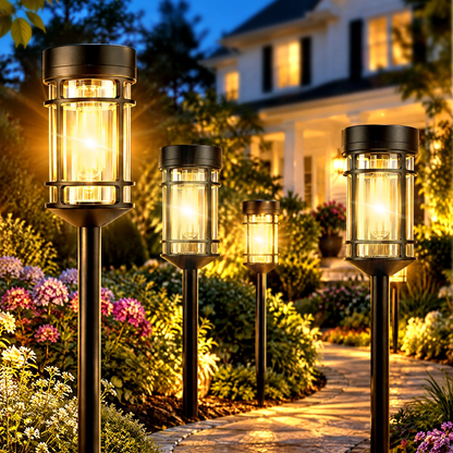 CATGOOD 8 Pack Solar Pathway Lights Outdoor Waterproof, 3000K Auto On/Off Solar Garden lights for Yard Lawn Walkway, Warm White