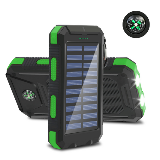 CATGOOD Solar Charger for Cell Phone 20000mAh, Portable Solar Power Bank with Dual 5V USB Ports, 2 Led Light Flashlight, Compass (Green)