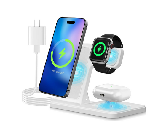 Wireless Charger, Magnetic Fast Charging Stand Compatible with iPhone 16 15 14 13 12 11 Pro Max Plus XS XR X 8, For Apple Watch 9 8 7 6 5 4 3 2 SE, For AirPods 3 2 Pro, 3 in 1 Charging Station