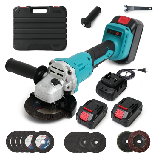 4" 21V Electric Brushless Cordless Angle Grinder,1500mAh Angle Grinder Tool Cutting Tool with 2 Batteries,Charger, and 3 Cutting Discs