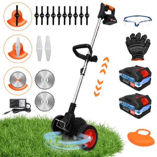 24V Cordless Weed Eater & Grass Trimmer-4000mAh Battery, Lightweight Electric Weed Trimmer for Lawn, Yard, Patio, and Garden Care (Black)