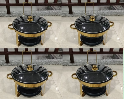 CATGOOD Chafing Dishes for Buffet, 5.3QT Chafing Dish Buffet Set, Food Warming Trays for Buffet, for Home Parties, Christmas Gatherings, Catering Events, Black/ 4 Pack