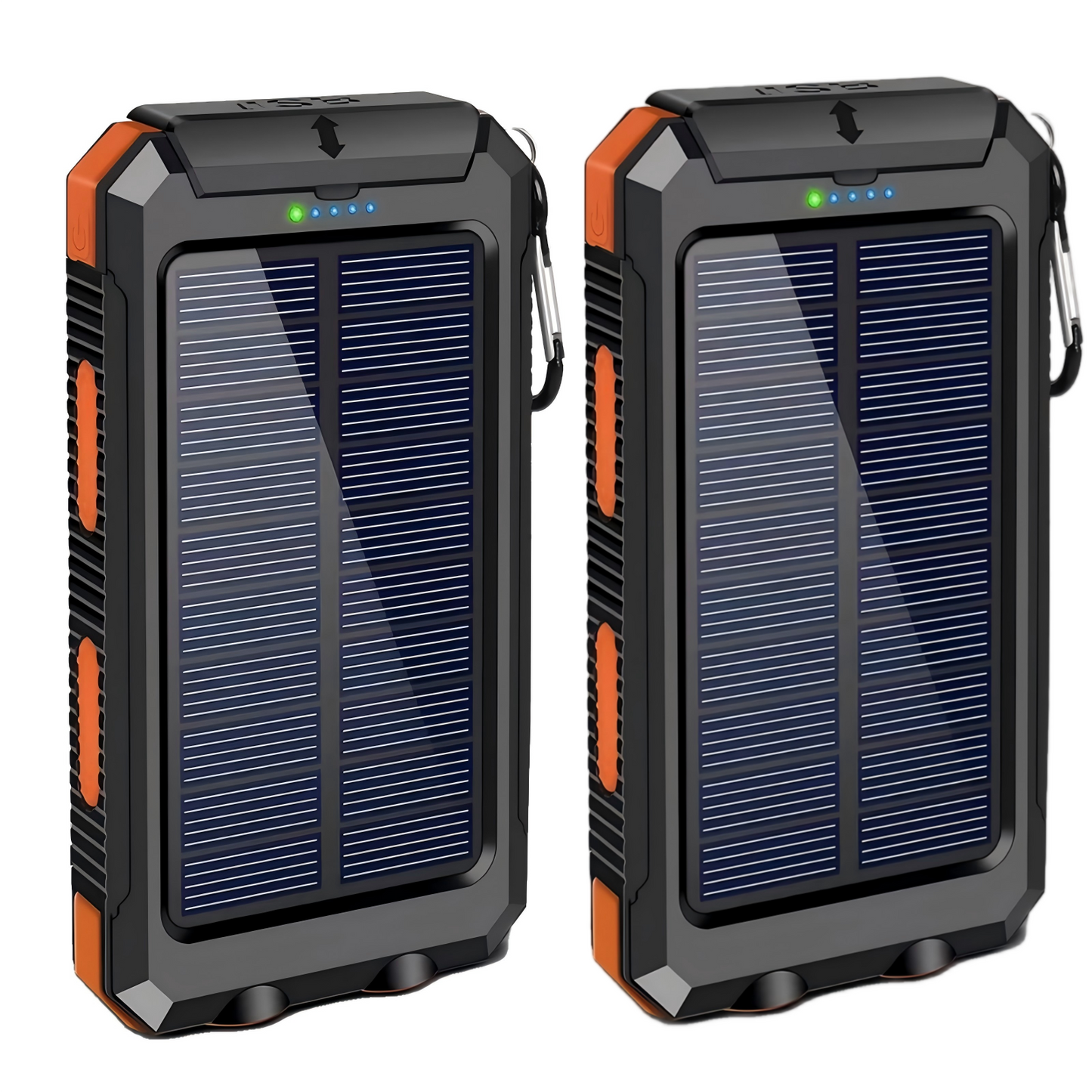 2PK BAOKALER 30000mAh Solar Charger for Cell Phone iPhone, Portable Solar Power Bank with Dual 5V USB Ports, 2 Led Light Flashlight, Compass Battery Pack for Outdoor Camping Hiking(Orange)
