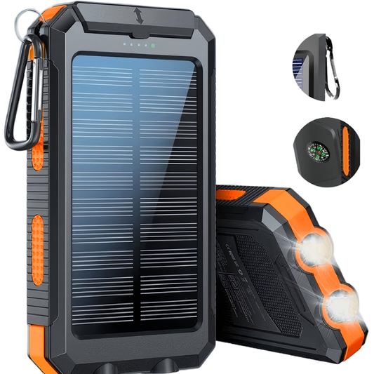 BAOKALER Solar Power Bank, Portable Charger, 20000mAh Solar Charger with LED Flashlight, IP65 Waterproof External Backup Battery Pack Perfect for Camping, Outdoor Activities