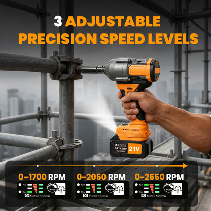 1000Nm Cordless Impact Wrench, 21V Impact Wrench 1/2 inch, High Efficiency Brushless Motor with Fast Charger and 2 x 3.0Ah Battery
