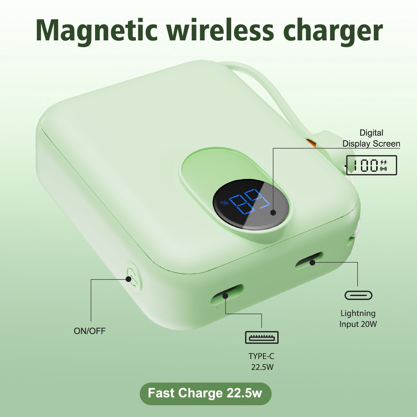 Baokaler Portable Charger, Smallest 22.5W 10000mAh USB C in & Out Power Bank Fast Charging, Phone Battery Pack Compatible with iPhone 17 16 15 14 Pro Samsung S24 Google iPad etc(Green-2PK)