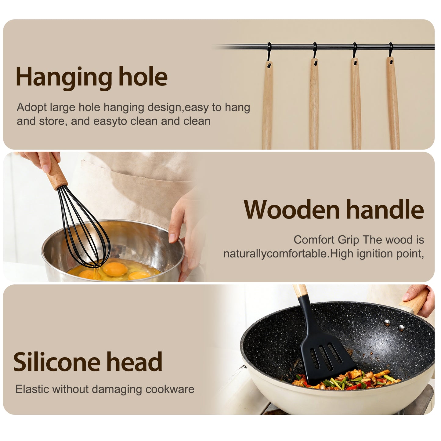 Silicone Cooking Utensils Set, Heat Resistant Kitchen Cooking Utensils Set, 12 PCS Handle Silicone Kitchen Gadgets Utensil Set, Black