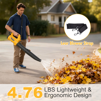 CATGOOD Leaf Blower Cordless, 4AH Battery Powered Leaf Blower for Lawn Care, 600 CFM Leaf Blower with 2 Battery, Lightweight and 2 Speeds