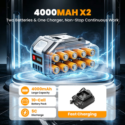 1300Nm Cordless Impact Wrench, 21V Impact Wrench 1/2 inch, High Efficiency Brushless Motor with Fast Charger and 2 x 3.0Ah Battery